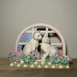 Lenox “Love in Bloom” Cats Sitting On Flower Box In Window