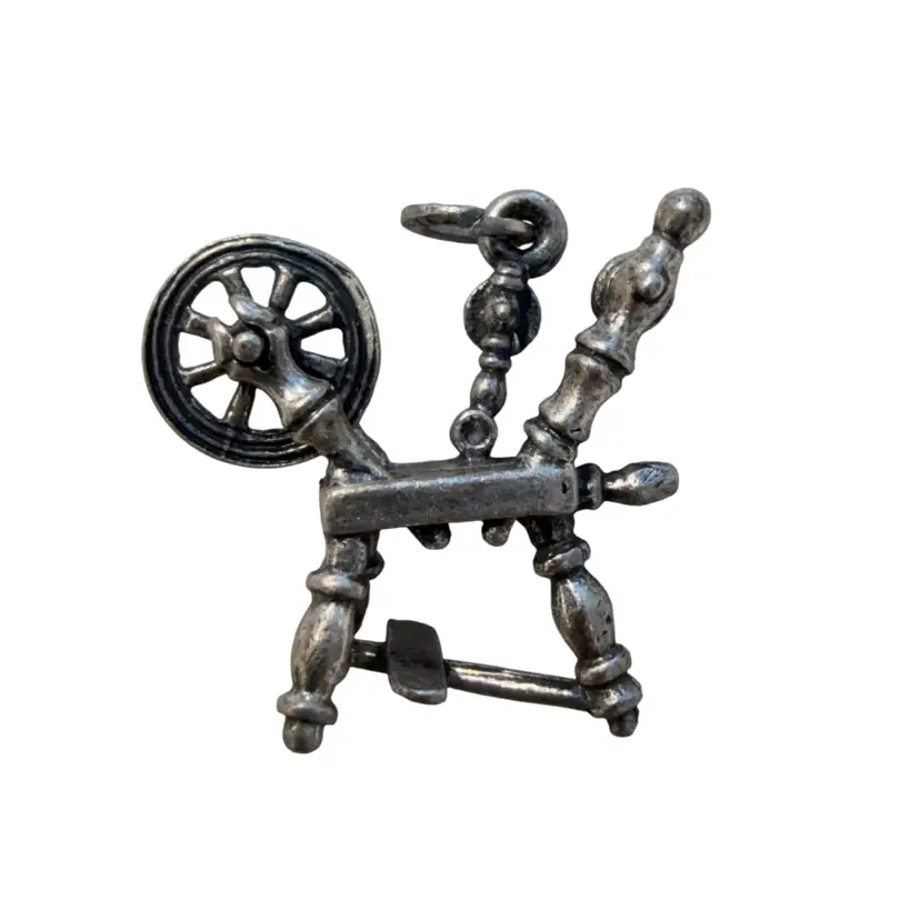 Vintage Beau Sterling Silver Sleeping Beauty Spinning Wheel /Sewing Charm