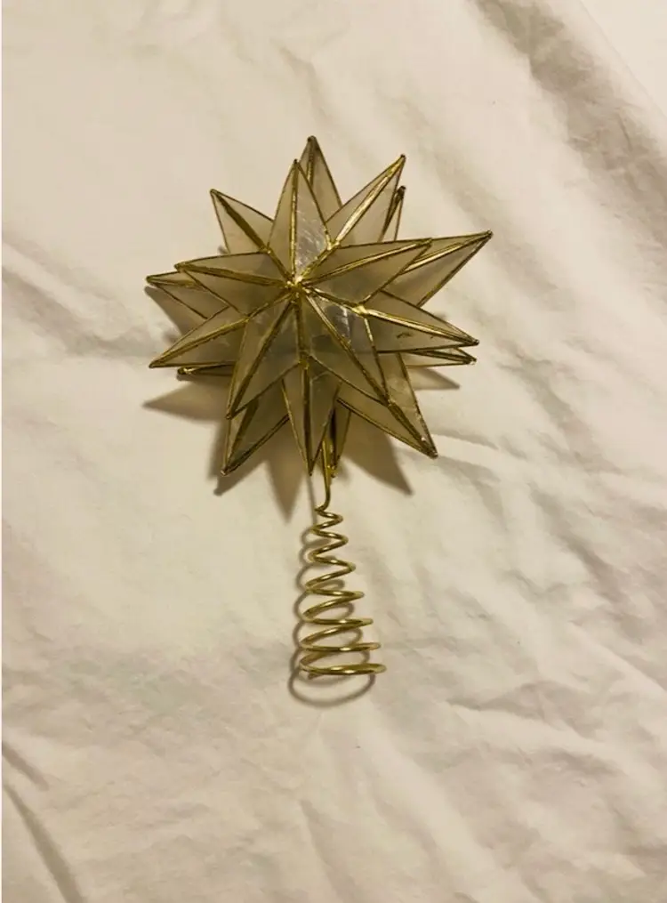 Capiz Bethlehem Star Christmas Tree Topper Seasonal Holiday Christmas Decor Coastal Rustic Farmhouse Retro
