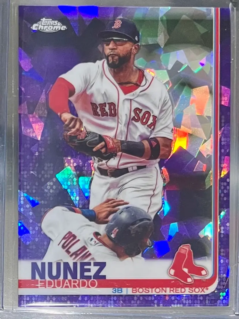 2018 Topps Chrome Sapphire Eduardo Nunez Purple Parallel Serial #5/10 Boston Red Sox