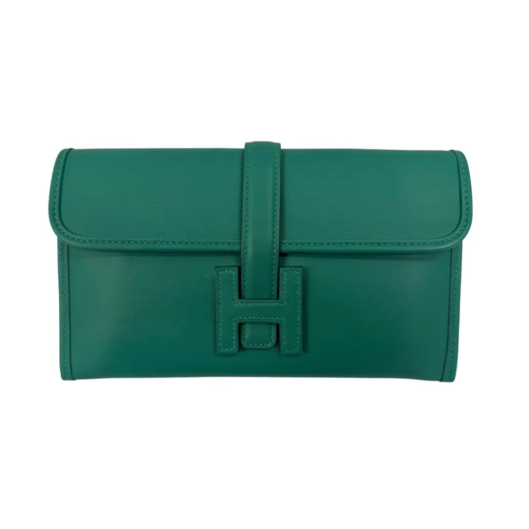 Hermes Jige Green Clutch