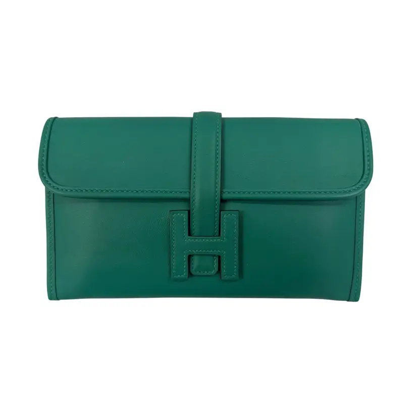 Hermes Jige Green Clutch