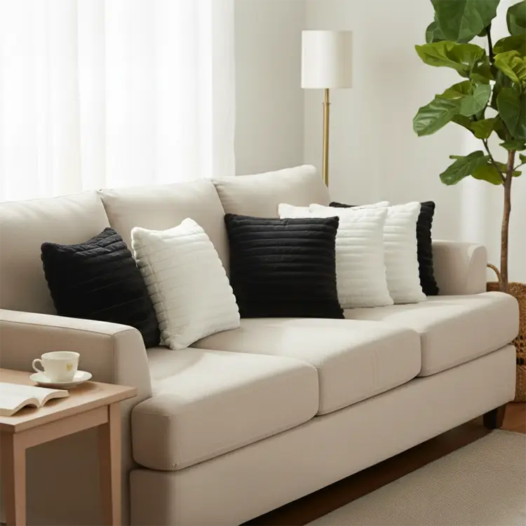 SOGA 6PC Elegant White Textured & Medieval Raised Pattern Velvet Pillow Covers 45cm