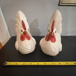 Fitz and Floyd ceramic chicken figurines / Book Ends