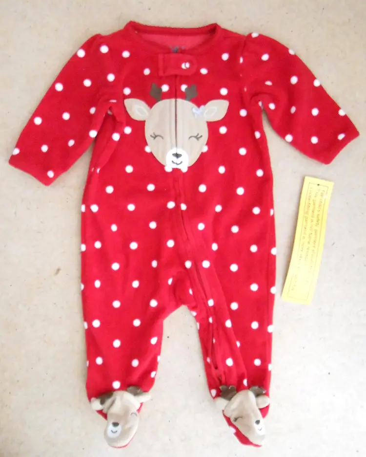 Child Of Mine By Carter's Reindeer One Piece Footed Pajamas 3 Months