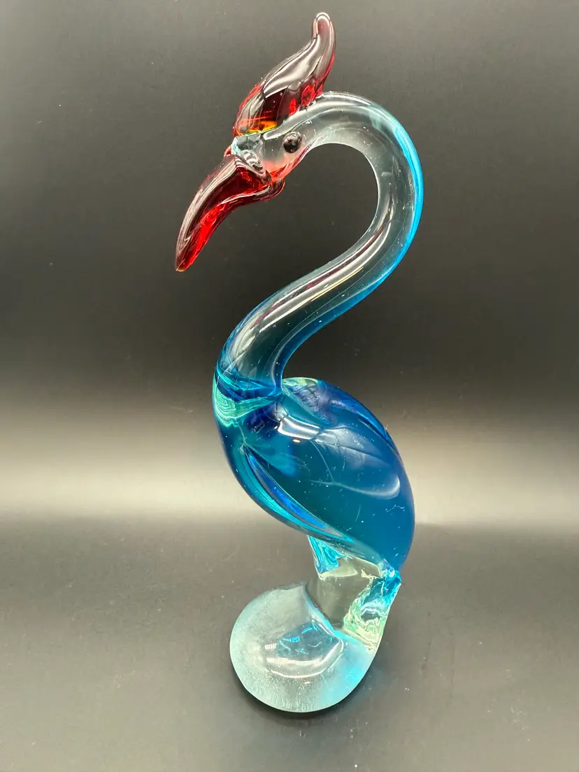 Art Glass Crane Heron Bird Sculpture Figurine Paperweight