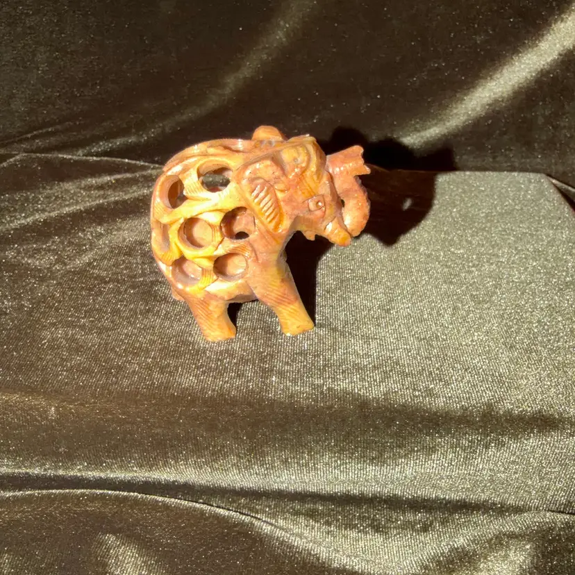 Vintage Hand Carved Soap Stone Mother Elephant With Baby Elephant Inside