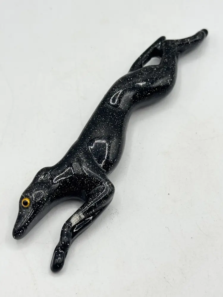 Vintage black lucite greyhound dog brooch