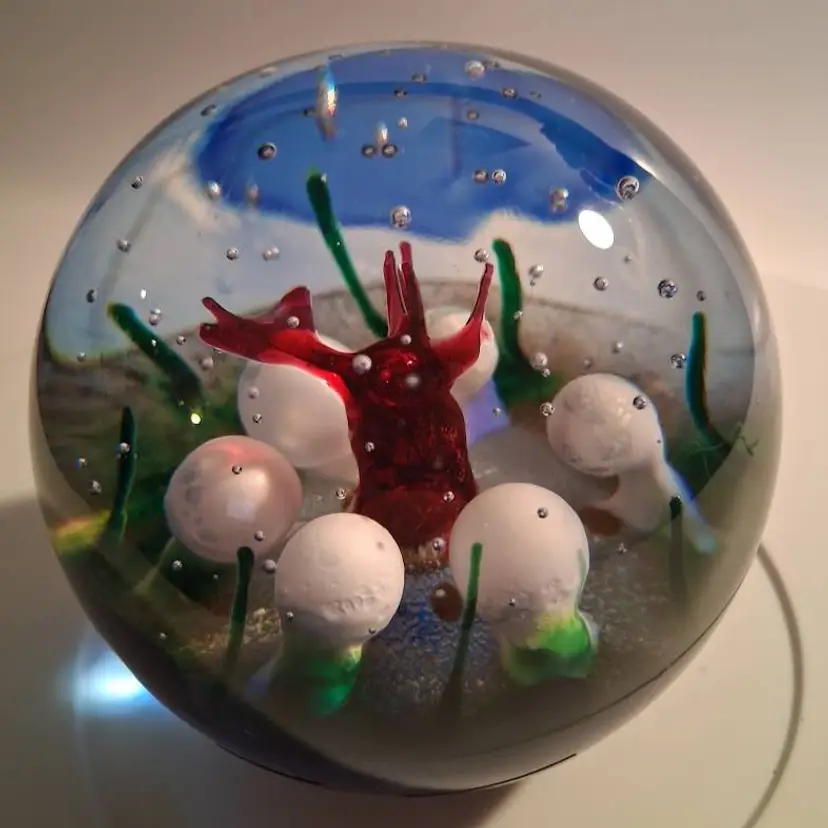 Vintage Langham Glass England, Paul Hiller Under The Sea Paperweight