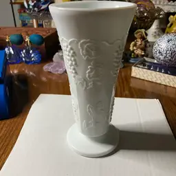 Milkglass Vase! Grapevine Pattern! Just Over 7 1/2” Tall!
