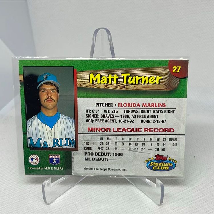 1993 Topps Stadium Club Matt Turner #27 Florida Marlins 