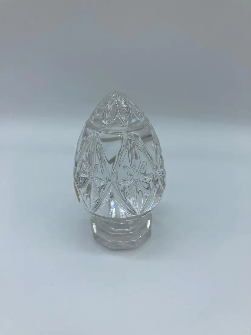 Bleikristall 24% Lead Crystal ~ Footed Glass Easter Egg Paperweight ~ Germany - Stickered