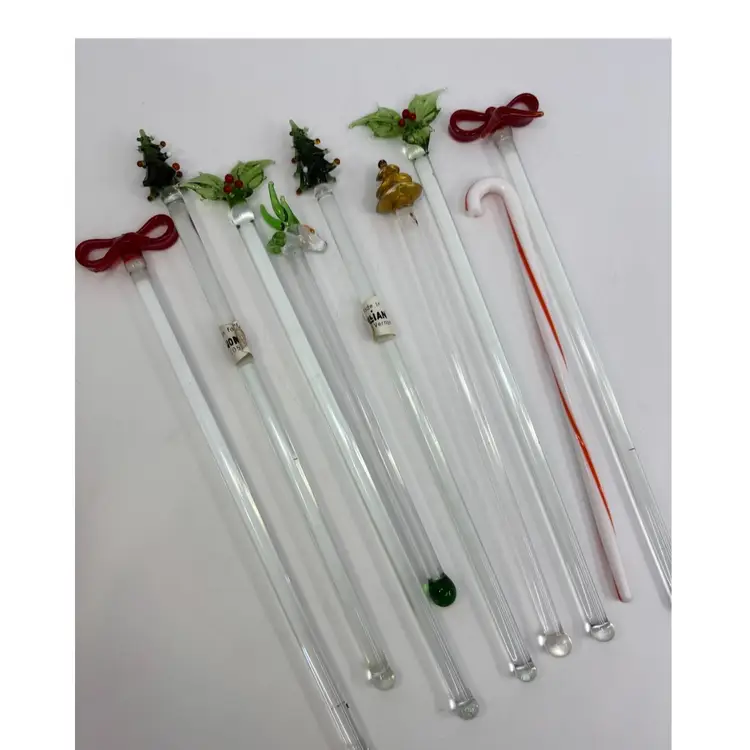 Lillian Vernon & Other Art Glass Swizzle Sticks (9) 6-8”