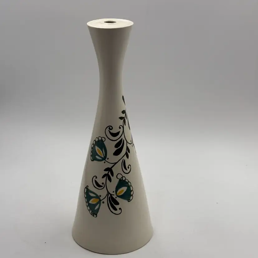 Vintage MCM Ceramic Hand Painted Cone Shaped Table Lamp Base Part