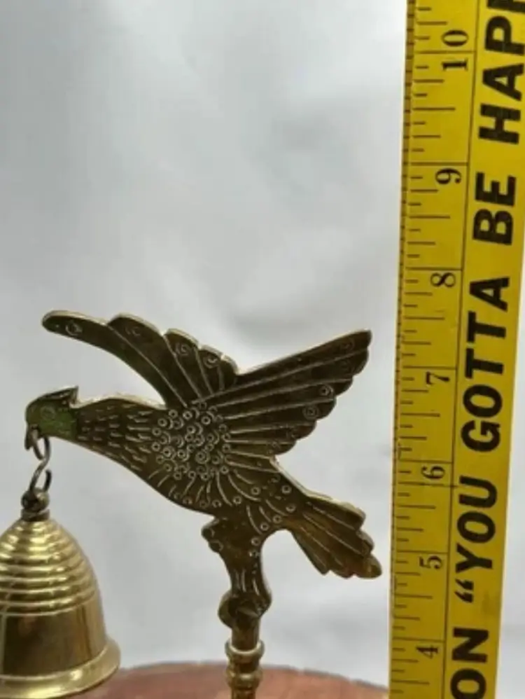 Vintage Brass Soaring Bird Standing Bell Shelf Sitter Book End