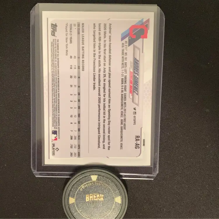 2021 Topps Chrome Sapphire Andres Giminez Rookie Auto