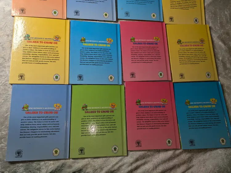 Jim Henson Productions Muppet VALUES to Grow On Books Kermit Fozzie Lot Grolier 1993 Lot Of 12 Kids Illustrated Preschool Vintage