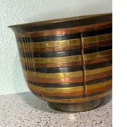 Vintage Mixed-Metal Banded Planter