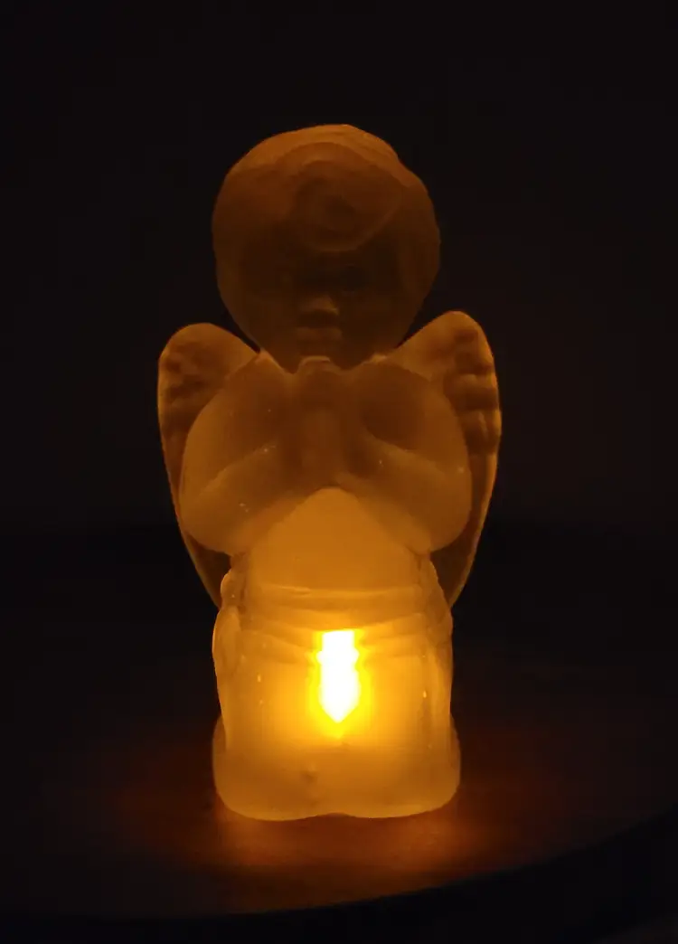 Satin Translucent Kneeling Angel Candleholder 5.5"