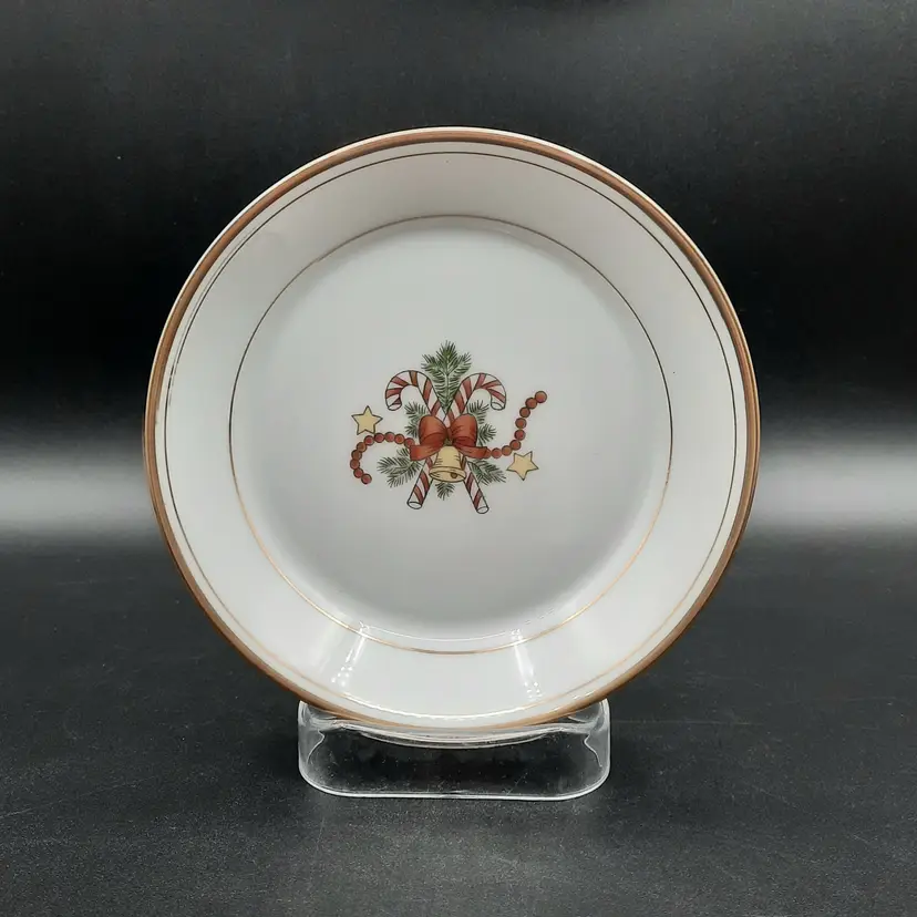 Fitz & Floyd St Nicholas Christmas Candy Cane Saucer Trinket Dishe