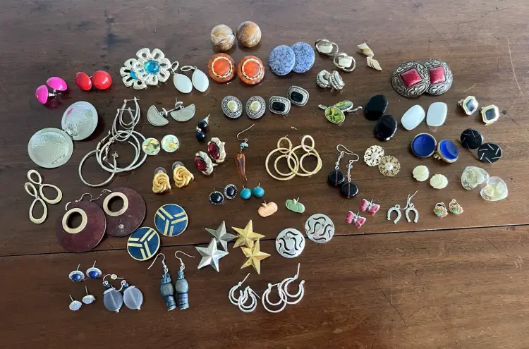 LOT of 51 Pairs Estate VIntage Earrings Pierced & Clip-ons Wearable Matched Sets