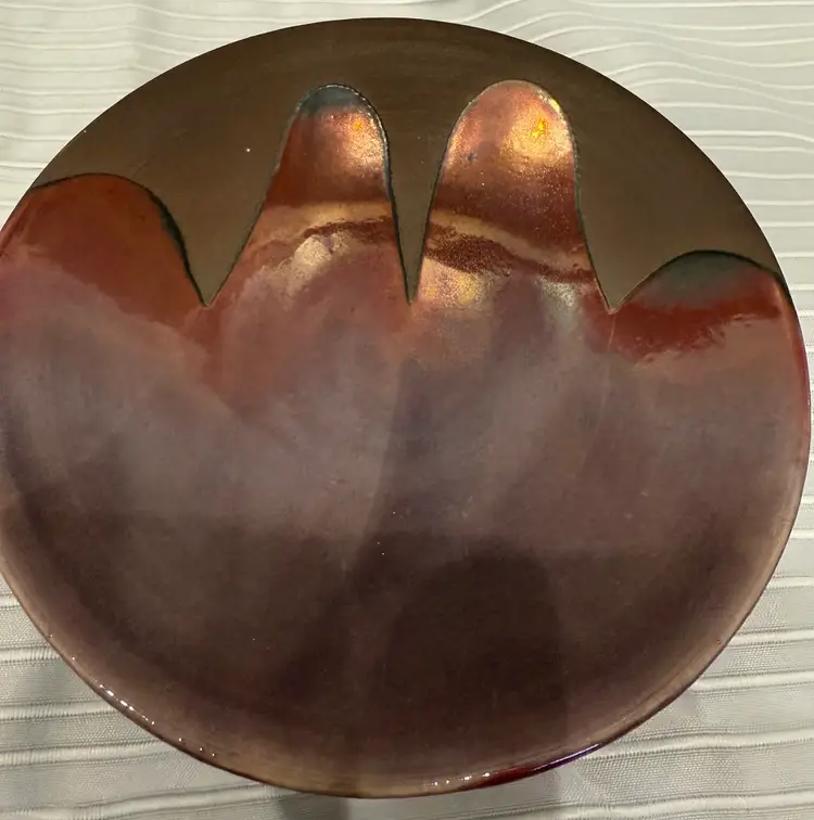 Tony Evan's Signed Bowl/ Plate Raku Pottery