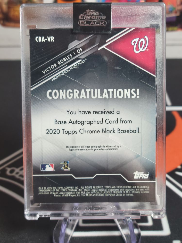 Victor Robles 2020 Topps Chrome Black CBA-VR Green Refractor Auto /99 Nationals