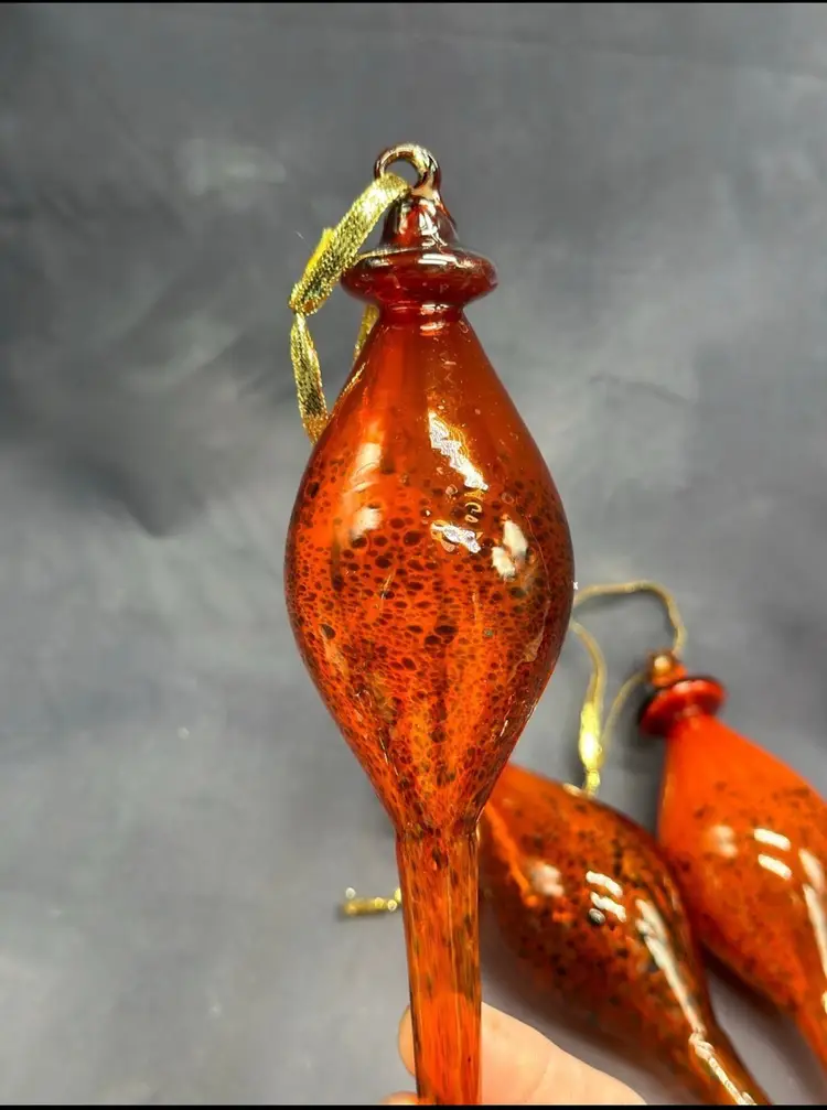 Vintage Art Glass Ornaments Hand Blown Decor Speckled Glass Incredible
