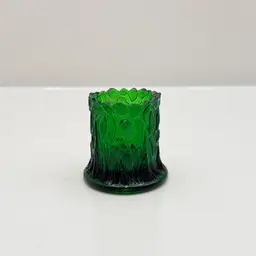 Green Tree Stump Glass Toothpick Holder