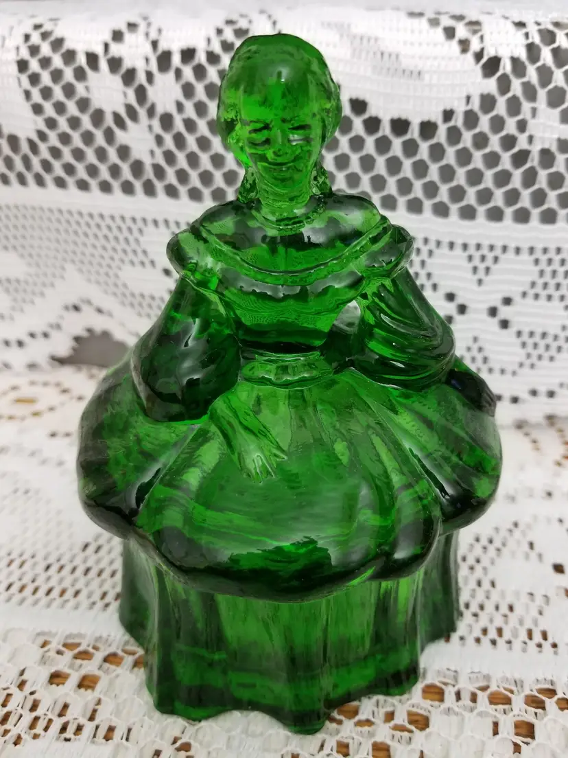 #62 Vintage Mosser Glass Emerald Green Dresser Doll