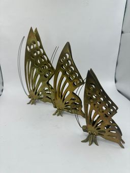 Set 3 MCM Vintage Metal Brass Butterflies Three Sizes Table Art