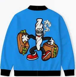 Blue Varsity Jacket – Cartoon Hustle Streetwear Bomber | Limited Edition Graphic Jacket