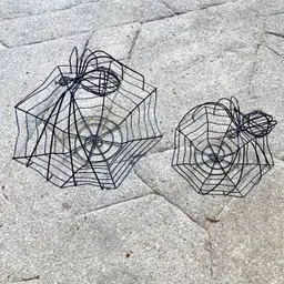 Two Black Spider Web Halloween Wire Baskets for Candy Apples Treats SPOOKY DECOR