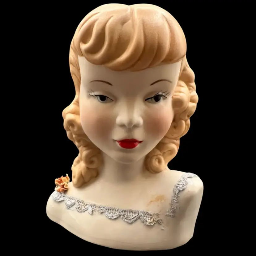 Vintage 1960s Beautiful Lady Head Bust, Hobbyist Signed, 7”T 5”W **read