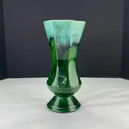 Vintage Retro Green Drip Pottery Vase 10 Inch
