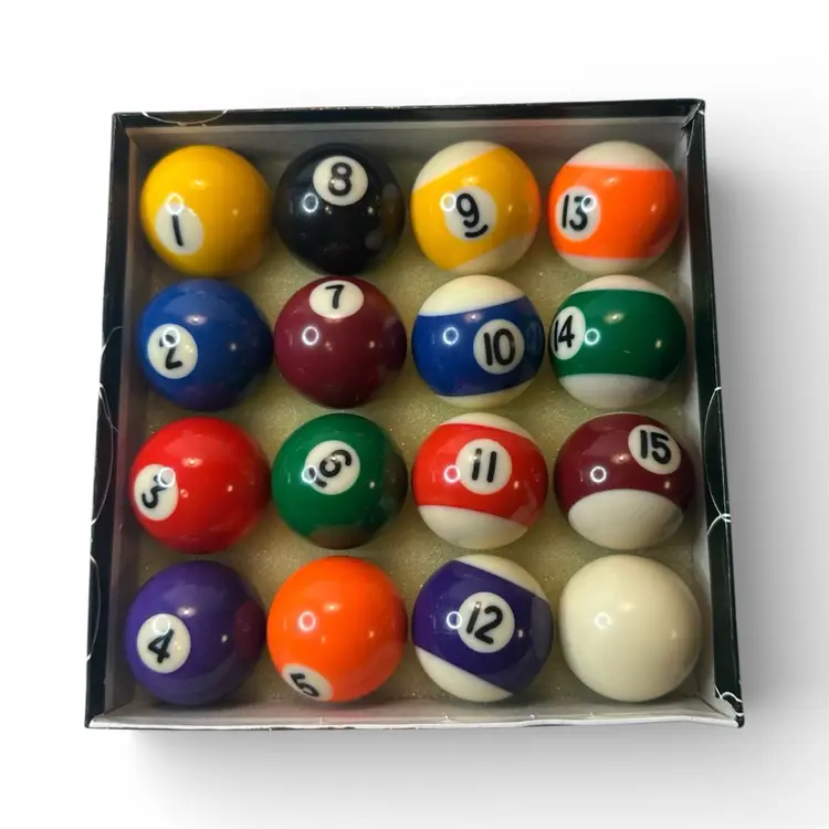 Mini Pool Balls Set 1.5" Size Table Top Game Bar Man Cave Decor With Box