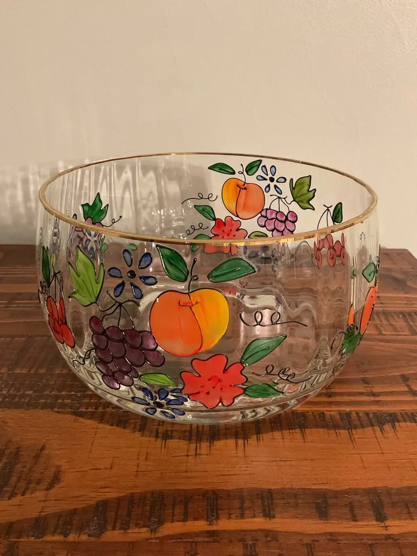 Handcrafted Painted Lead Crystal Romanian Bowl