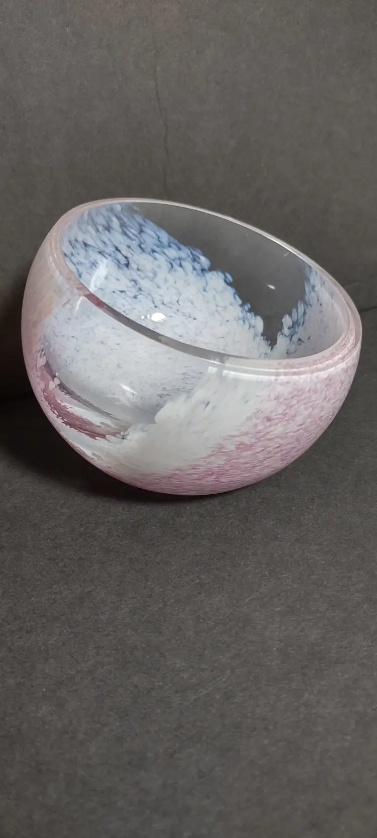 Caithness Half Moon Bowl Pink White Beautiful & Heavy