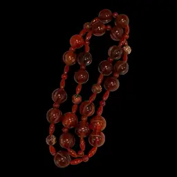 Bakelite Cherry Amber Carved Bead Necklace 26” Screw Latch