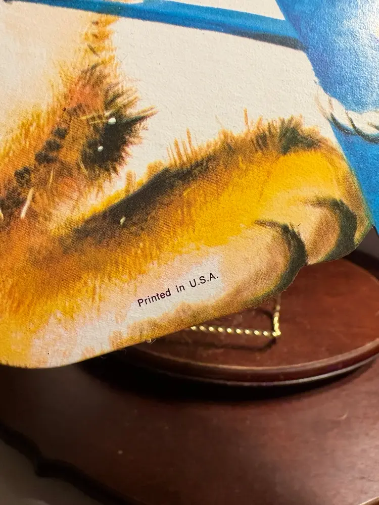 Vintage Easter Cardboard Die Cut Decoration Spring Bunny & Duck In Cart