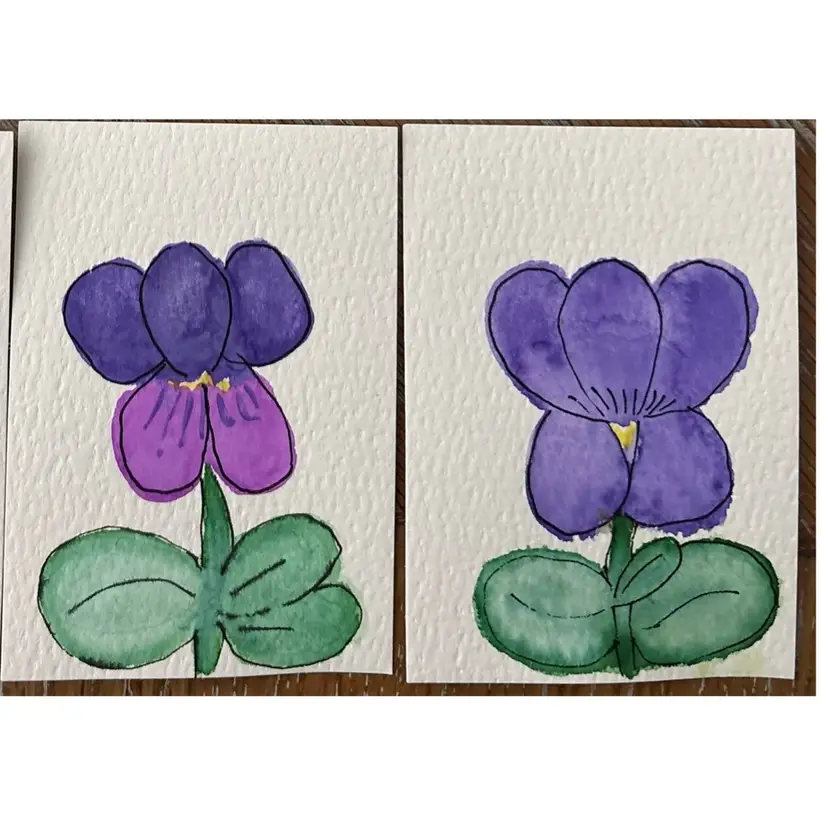 Set Of 2 Floral Themed ACEO Watercolors Handmade By Me 2.5” X 3.5”