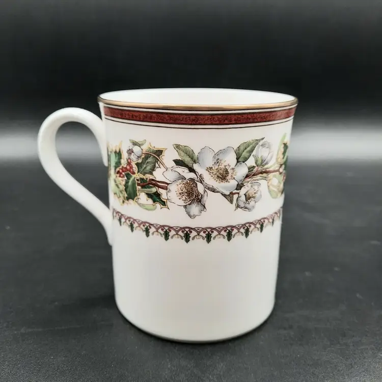 Spode Christmas Rose England Tall Mugs Set of 2 NEW
