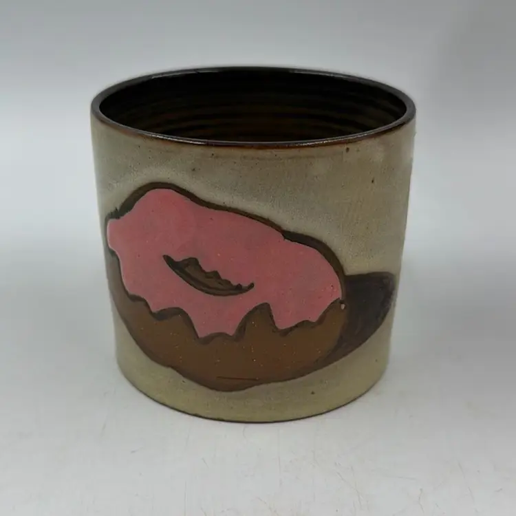Studio Art Pottery Pink Frosted Donut Coffee Mug