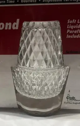 Indiana Glass Clear Diamond Point Fairy Lamp Angel Light Footed Vintage New