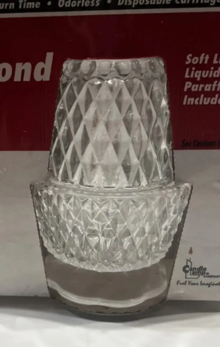 Indiana Glass Clear Diamond Point Fairy Lamp Angel Light Footed Vintage New