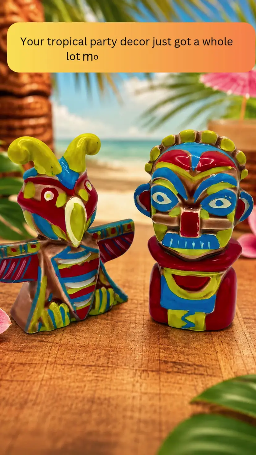 Vintage Norcrest Totem Pole Salt Pepper Shakers Aztec Tiki Island Retro Kitchen