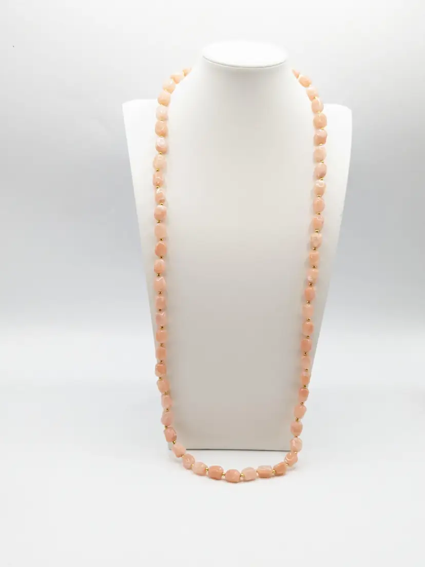 Vintage Trifari Pink Lucite Gold Tone Beaded Necklace