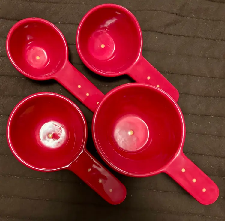 Red Ceramic Measuring Cups