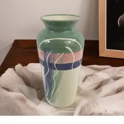 Vohann of California Vintage Ceramic Vase – 1210 USA – Hand-Painted Abstract Pastel Design