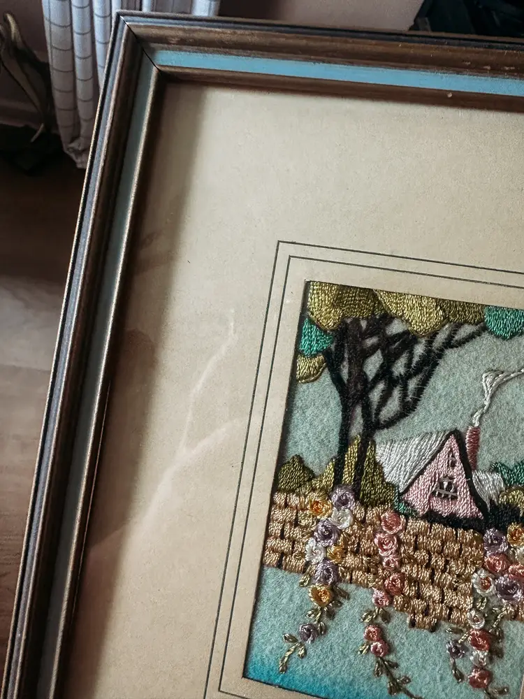 Very Old Crewel Embroidery Art